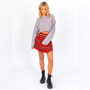 Princess Polly The Stan Gray Cropped Cable Knit Sweater M/L